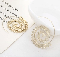 Arzonai European and American Original Geometric Hoop Earrings Jwelery Swirl Petals Minimalist Earrings Women - Free Size, Alloy, Pack of1